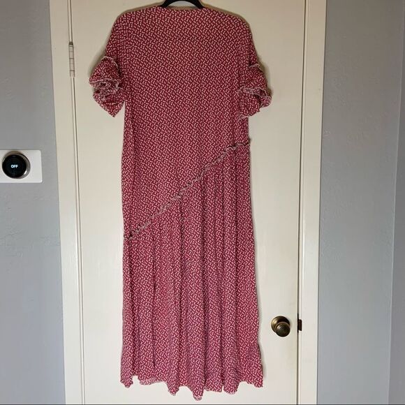 NAVY Paris pinkish red pattern maxi cottage dress - Picture 6 of 10